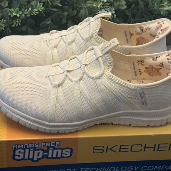 Women's Skechers Slip Ons Washable Sneakers w/ Air Cooled Memory Foam in Natural - Picture 2 of 9